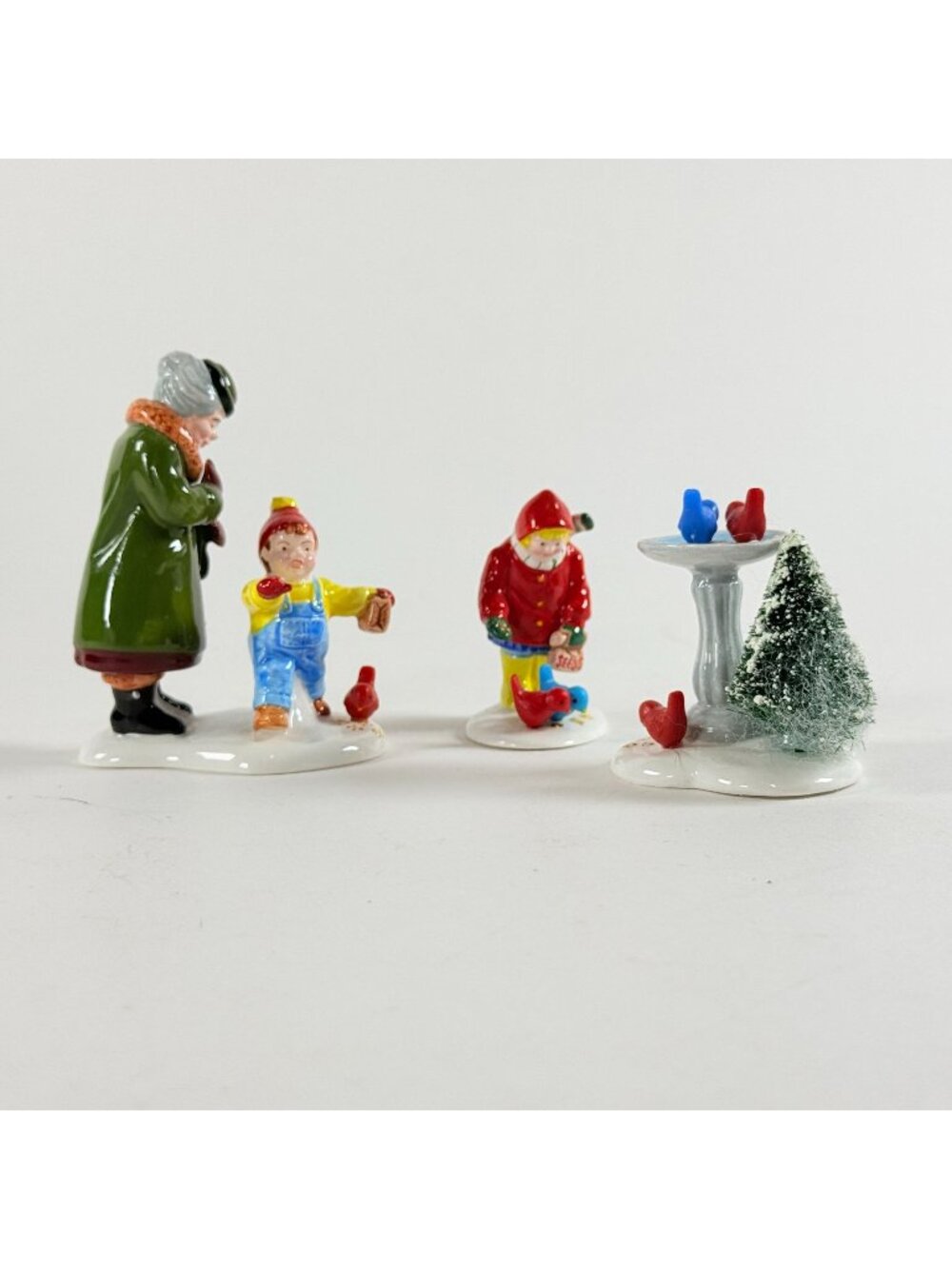 Vintage Dept 56 Feeding The Birds Snow Village Figurines #5473-9 Christmas Decor